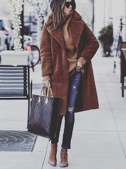 Lamb Wool Winter Long Sleeve Coat Tops