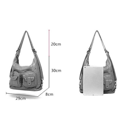 Multi-pockets Backpack Solid Multi-carry Crossbody Bag