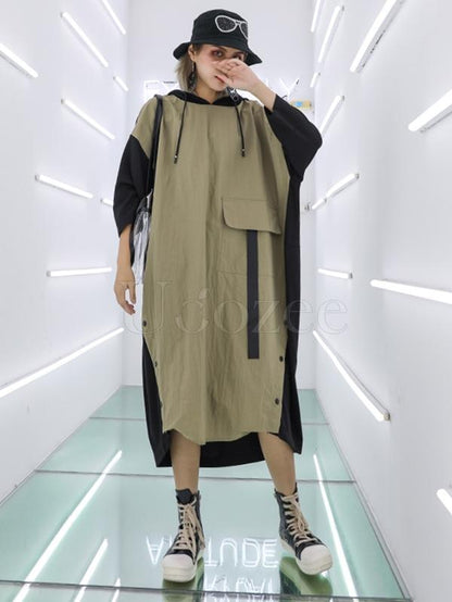 Casual Split-joint Long Hoodie Dress
