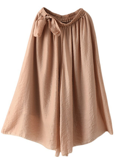 Casual Solid Color Split-Joint Wide Leg Capri-Pants