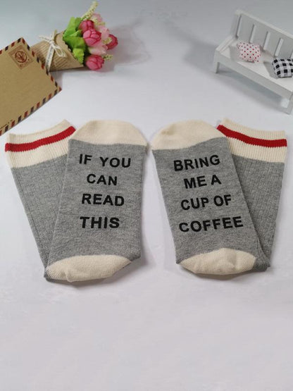 Soft Letter-Printed Medium Sock