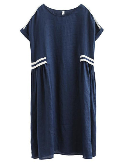 Loose Blue Split-joint Dress