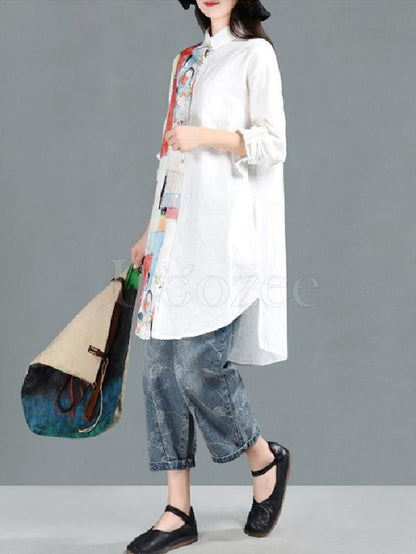 Vintage Floral Printed Cropped Shirt