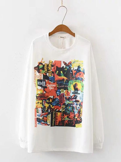 Loose Colorful Painting Graffiti Sweatshirt