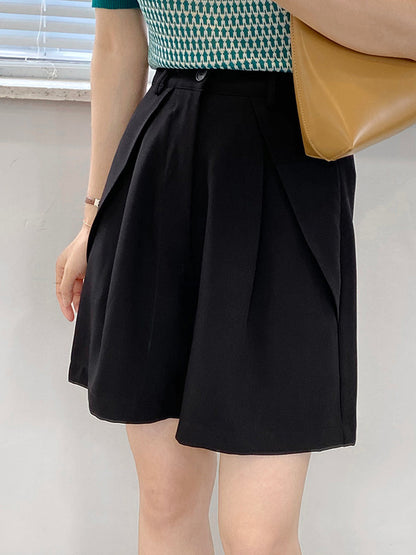 Original Solid Color High-Waisted Wide-Leg Column Shorts