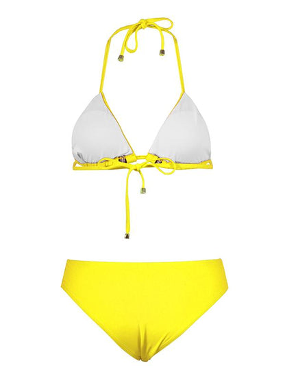 Plain Zipper Spaghetti Strap Bikini Swimsuit