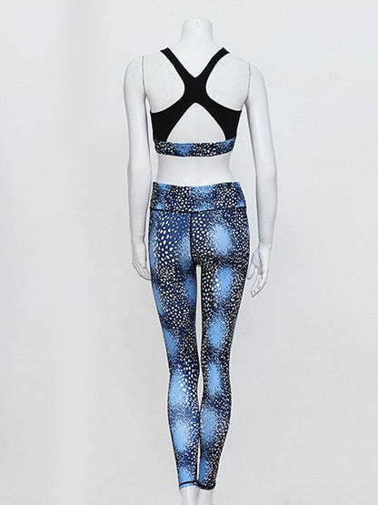White Dots Printed Tank And Legging Yoga Suits
