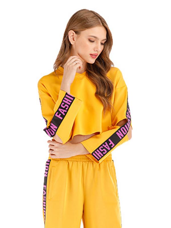 Letter Printed Split-Joint Sports Suits