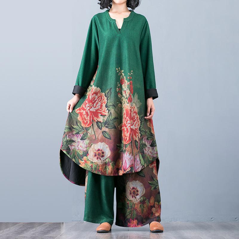 Buykud Comfortable Soft Floral Printed Two Piece Suit