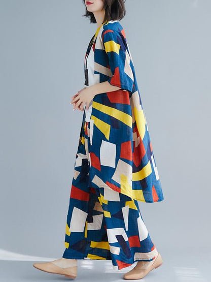 Casual Colorful Cube Printed Suits
