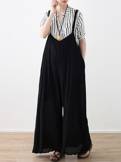 Loose Black Wide Leg Jumpsuits