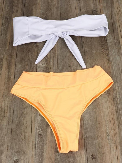 High Waisted Knot Top Bikinis Swimwear