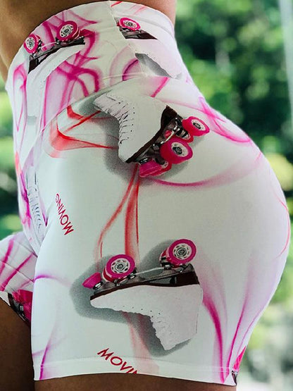 Printed High Waist Quick Drying Yoga Shorts