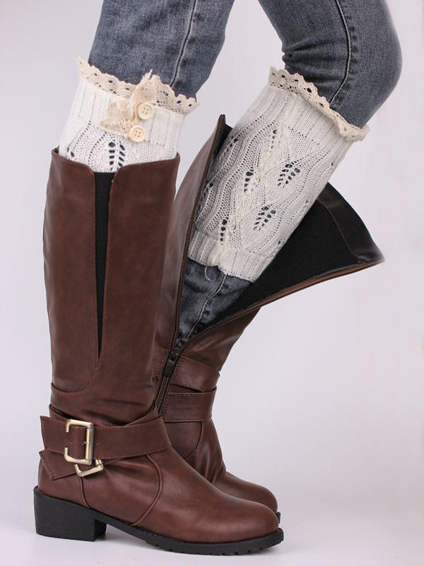 Lace Solid Color Knitting Ankle Socks