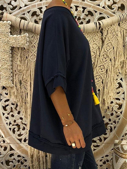 Off-The-Shoulder Seven-Quarter Sleeve T-Shirt