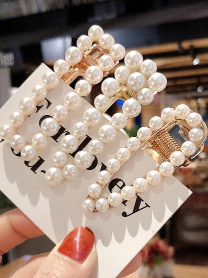 Ins Style Hollow Faux Pearl Hair Clip