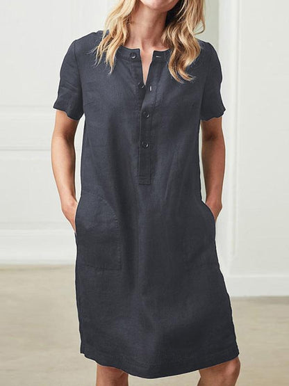 Plus Size Short Sleeves Midi Dress