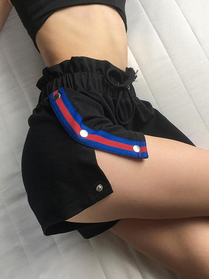 Split Snap Button Casual Shorts