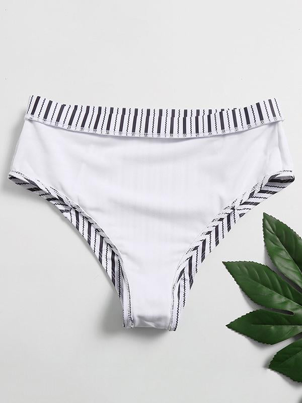 Striped-Print Knotted Split Bikini Swimsuit