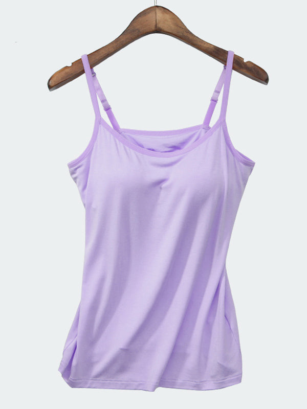 6 Colors Solid Color Spaghetti-Neck Bra Yoga Tops