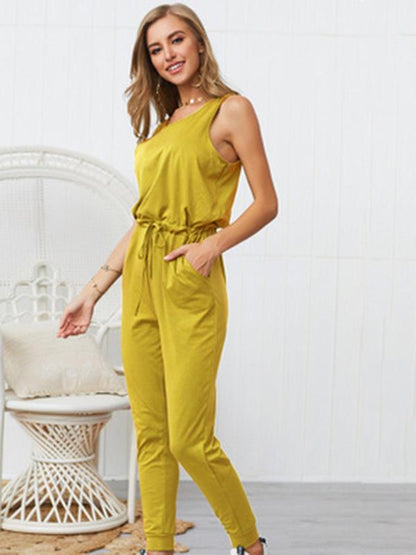 Fashion Solid Color Long Jumpsuits