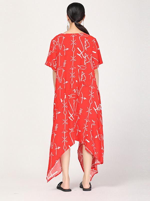 Literary Cropped Printed Long Dress
