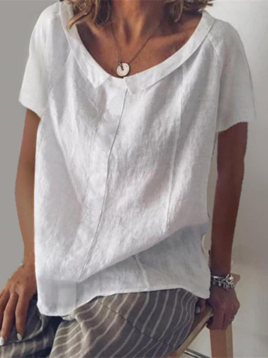 Casual Lapel Collar Short Sleeves T-shirt