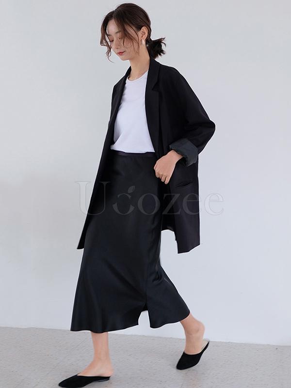 Casual Solid BF Style Suit Outwears