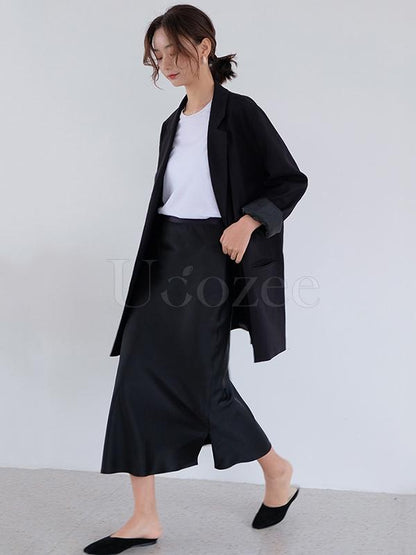 Casual Solid BF Style Suit Outwears