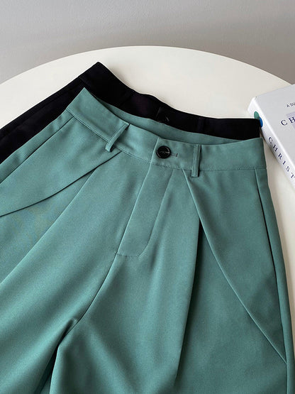 Original Solid Color High-Waisted Wide-Leg Column Shorts