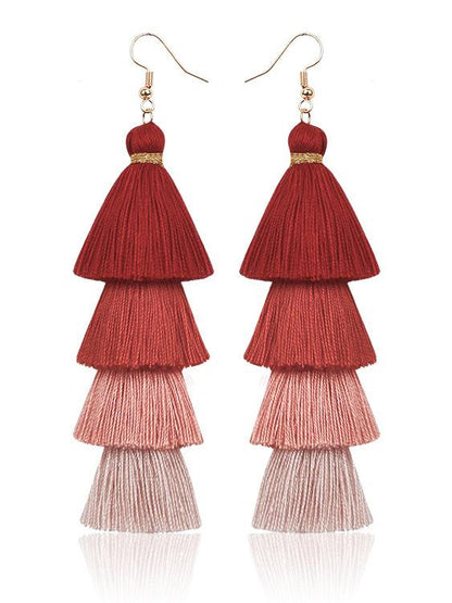 Pinecone Colorful Tasseled Bohemia Earrings