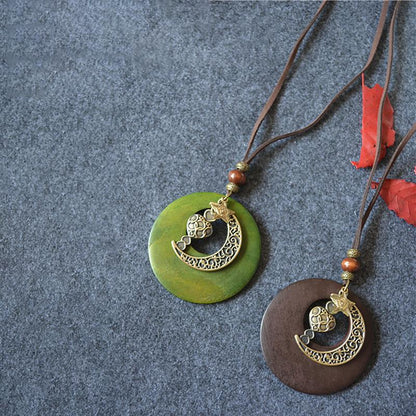 Ethnic Style Vintage Sweater Chain Moon Star Necklace