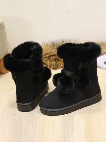 Middle Tube Artificial Fur Fluffy Ball Snow Boots Uggs