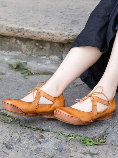 Genuine Leather Round Toe Sandals