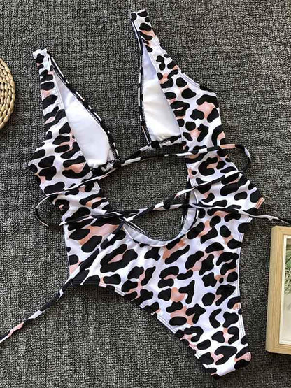 Leopard&Snakeskin Scrunch One Piece Swimsuit