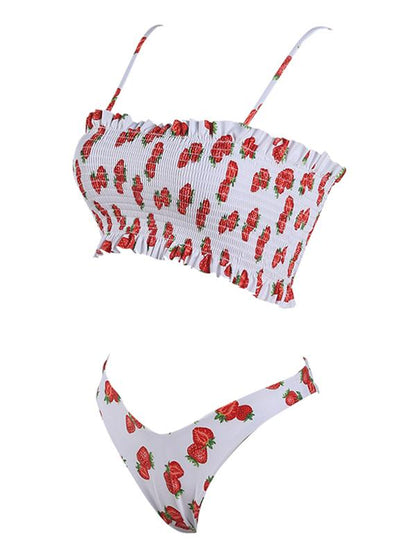 Smocked Spaghetti Strap Bikini Set
