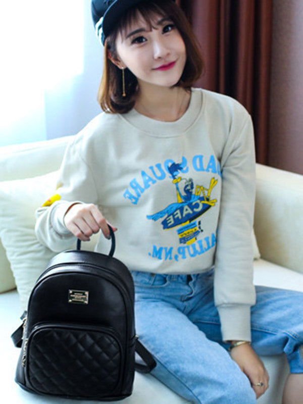 Original Solid Color Zipper PU Backpack