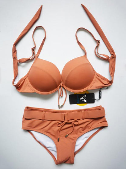 Backless Plain Bikini Swimsuit