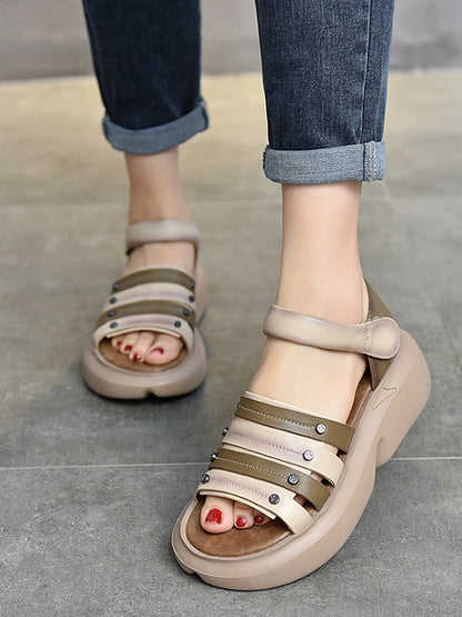 Original Casual Hollow Contrast Color Platform Shoes