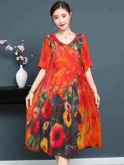 Casual Colorful Silk Long Dress