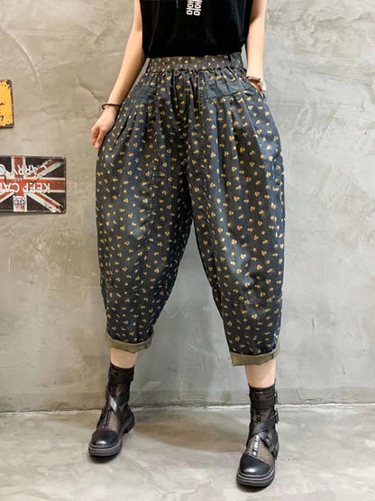 Vintage Loose Floral Printed Harem Jean Pants Bottoms