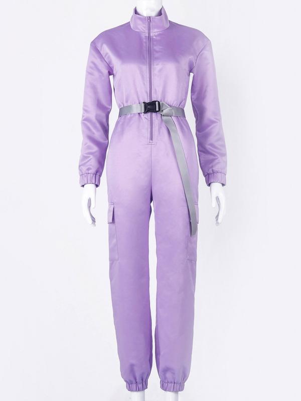Zipper Belted Overall Jumpsuits