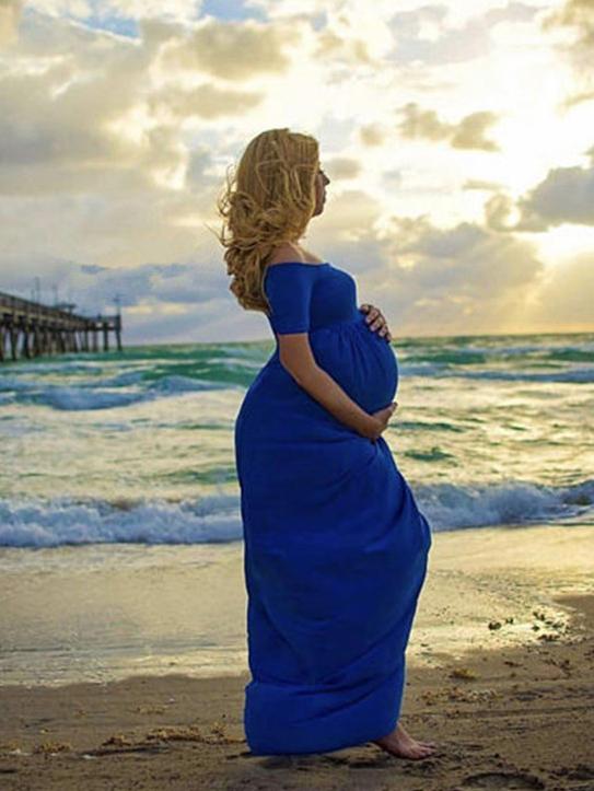 Maternity Off-the-shoulder Maxi Dress