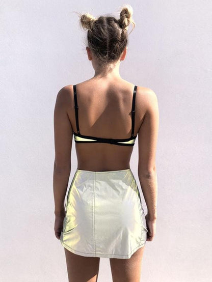 Solid Zipper High Waist Skirts