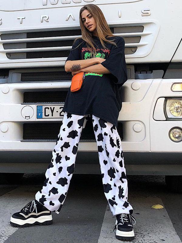 Fashion Floral Column Street And Casual Pants