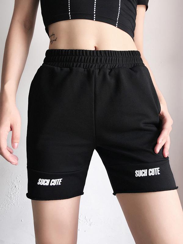 Letter Printed Empire Fitness Sports Shorts