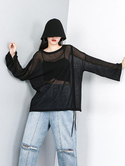 Ruffled See-through Sun-protection T-shirt