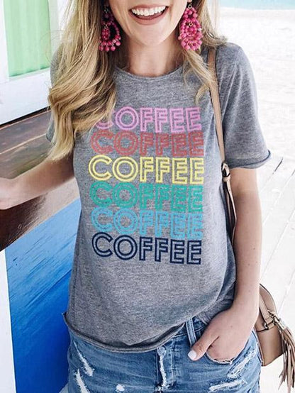 Letter Printed Short Sleeves T-shirt Top