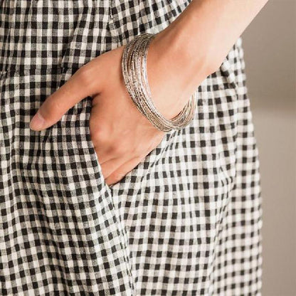 Casual Vintage Plaid Elastic Waist Pants