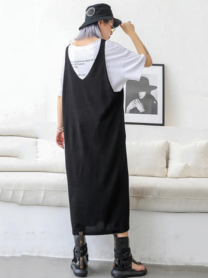 Loose Big V-neck Sleeveless Long Dress